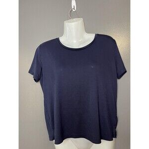 GANT Shirt Womens Small Navy Blue Basic Crew Neck Short Sleeve Tee Top Solid